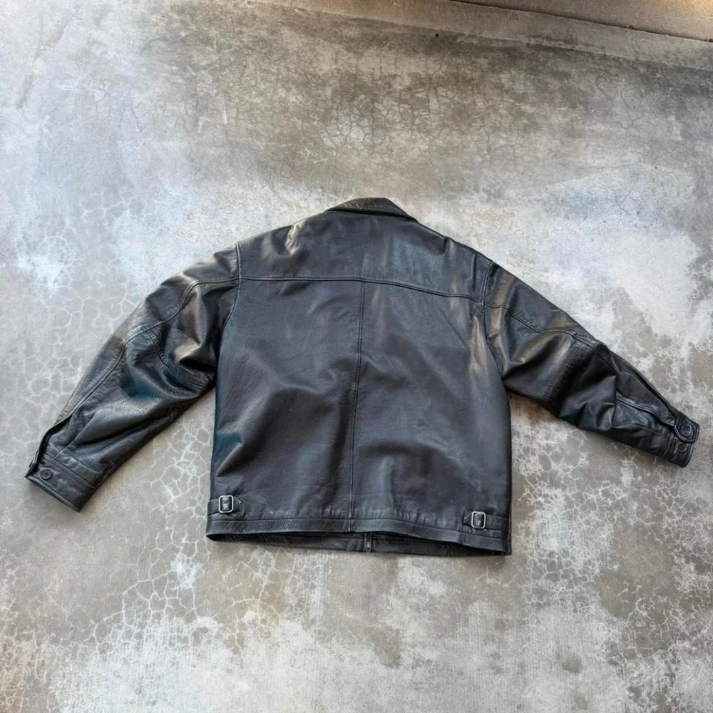 Vintage 90's GAP heavy duty leather zip up bomber jacket